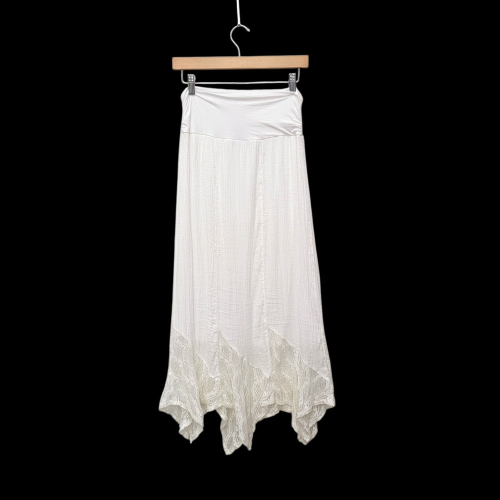Apt. 9 Maxi Skirt Womens Medium White Boho Lace Hem Fairy Whimsical Festival - Picture 6 of 8